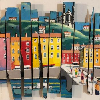 Peinture intitulée "vue de   Lyon" par Esteves Brito, Œuvre d'art originale, Acrylique