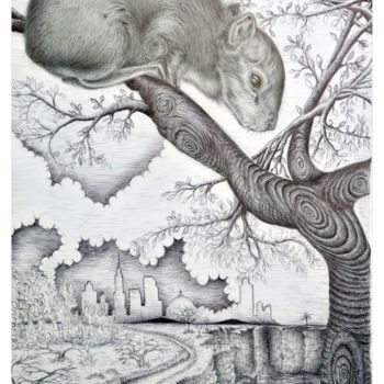 Drawing titled "A tristeza de um ke…" by Dimarco.Art, Original Artwork, Ballpoint pen