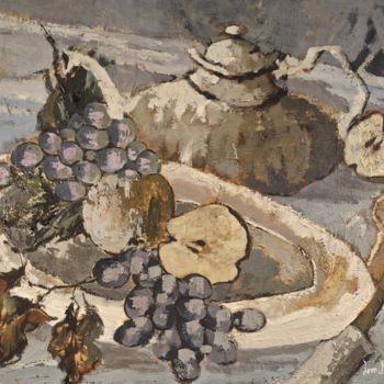 Peinture intitulée "Nature morte bleue" par Dominique Bertrand, Œuvre d'art originale, Huile
