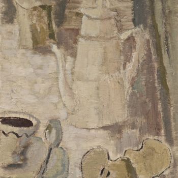 Peinture intitulée "Cafetière blanche e…" par Dominique Bertrand, Œuvre d'art originale, Huile