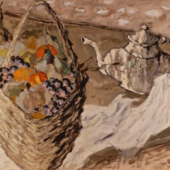 Peinture intitulée "Théière blanche et…" par Dominique Bertrand, Œuvre d'art originale, Huile