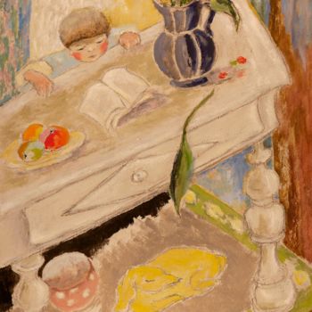 Peinture intitulée "Douceur de la table" par Dominique Bertrand, Œuvre d'art originale, Huile