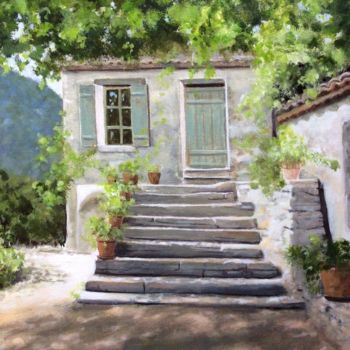Ζωγραφική με τίτλο "Chez Louison" από Noëlle Lassailly, Αυθεντικά έργα τέχνης, Ακρυλικό