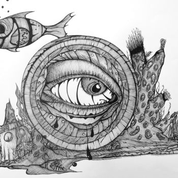 Drawing titled "inktothedeep.jpg" by Graham Rhodes, Original Artwork, Ink