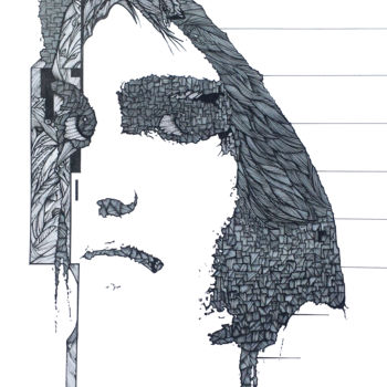 Drawing titled "The look back" by Graham Rhodes, Original Artwork, Ink