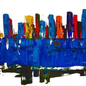 Painting titled "bleu" by Graham Rhodes, Original Artwork, Acrylic