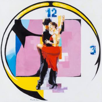 Painting titled "A tempo di tango" by Assunta Cassa, Original Artwork, Oil Mounted on Wood Stretcher frame