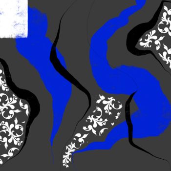 Digital Arts titled "Blue on Grey" by Cila, Original Artwork, Digital Painting