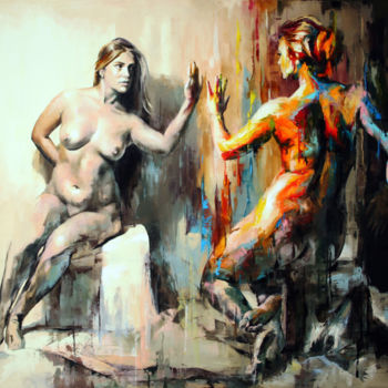 Painting titled "JK17-0926 Other Side" by Jonas Kunickas, Original Artwork, Oil