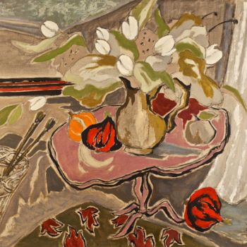 Peinture intitulée "Tulipes blanches (1)" par Dominique Bertrand, Œuvre d'art originale, Huile