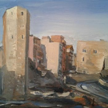Schilderij getiteld "Roman tower, Tarrag…" door Andrew Moore, Origineel Kunstwerk, Olie