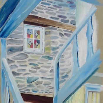 Ζωγραφική με τίτλο "Escalier breton" από Flachet, Αυθεντικά έργα τέχνης