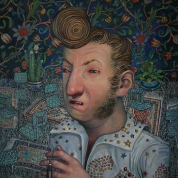 Pintura intitulada "Hee haw Elvis" por Rory Mitchell, Obras de arte originais, Óleo