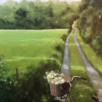 Painting titled "Ce petit chemin" by Noëlle Lassailly, Original Artwork, Acrylic