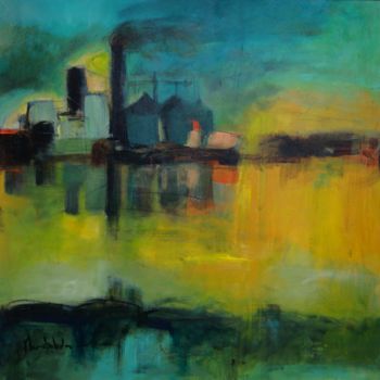 Schilderij getiteld "Rouen" door Hervé Marchelidon, Origineel Kunstwerk, Acryl