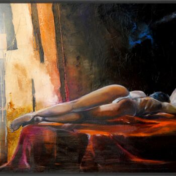Peinture intitulée "La boudeuse" par Jicé, Œuvre d'art originale, Huile