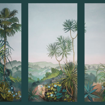 Painting titled "triptyque-champ-de-…" by Les Décors Des Mers Du Sud, Original Artwork, Other