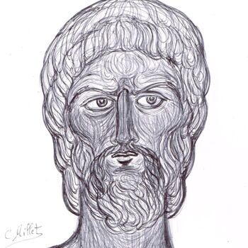 Dessin intitulée "Portrait d'Alexandr…" par Cindy Millet, Œuvre d'art originale, Stylo à bille