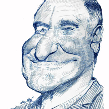 Rysunek zatytułowany „Robin Williams” autorstwa Bertrand Daullé, Oryginalna praca, Ołówek