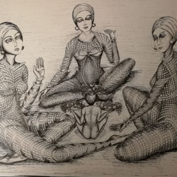 Drawing titled "La Cote d'Azur ©" by Bega, Original Artwork, Ink