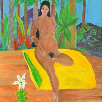 Painting titled "Easter Lily" by Jessie Moerk Nee Hogg, Original Artwork, Acrylic