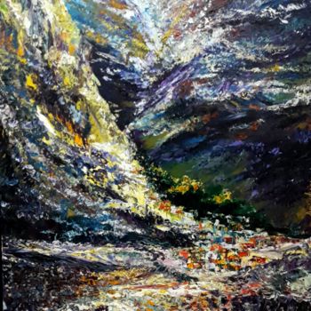 Ζωγραφική με τίτλο "Mountain''s Echoes" από Asim Amjad Tippu, Αυθεντικά έργα τέχνης, Λάδι