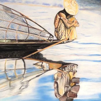 Dessin intitulée "Reflets" par Maryse Renault, Œuvre d'art originale, Pastel