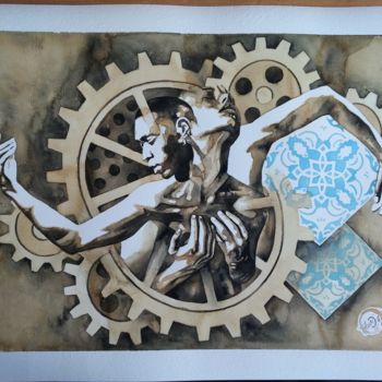Malerei mit dem Titel "Double personality" von Tyler D Cat, Original-Kunstwerk