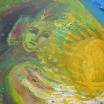 Pintura titulada "L'ENFANT SOLEIL" por Mchartrie, Obra de arte original, Oleo Montado en Cartulina
