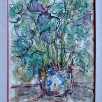 Peinture intitulée "fleurs de lune" par Ioana, Œuvre d'art originale, Gouache