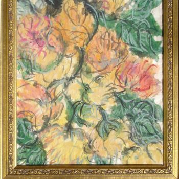 Peinture intitulée "dahlia (2)" par Ioana, Œuvre d'art originale, Gouache