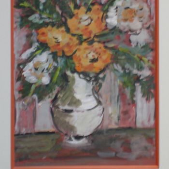 Peinture intitulée "fleurs jaunes dans…" par Ioana, Œuvre d'art originale, Gouache