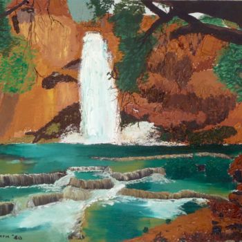 Ζωγραφική με τίτλο "Waterfall at Yellow…" από Gregory Paul Kampwirth, Αυθεντικά έργα τέχνης