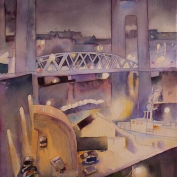 Painting titled "brest porte Tourvil…" by Claude Marchalot, Original Artwork, Watercolor