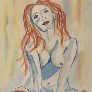 naked lady in blue&yellow&red