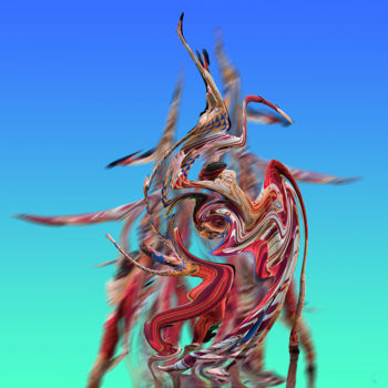 数字艺术 标题为“Petite pièce” 由Gérard Esquerre, 原创艺术品, 数字油画 安装在铝上
