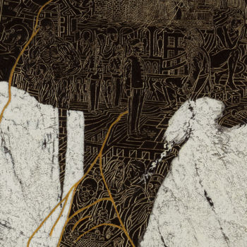 Painting titled "détail-3" by Alain Le Junter, Original Artwork