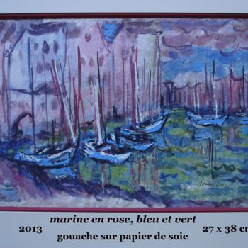 Peinture intitulée "marine en rose bleu…" par Ioana, Œuvre d'art originale, Gouache