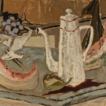 Peinture intitulée "Cafetière blanche a…" par Dominique Bertrand, Œuvre d'art originale, Huile