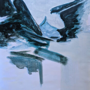 Painting titled "Les toits céruléens…" by Marie-Paule Demarquez, Original Artwork, Acrylic