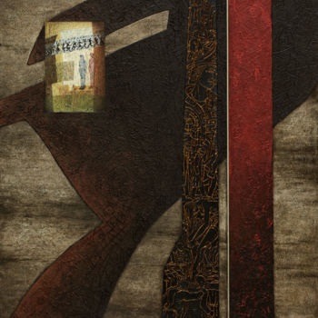Painting titled "Les Passants" by Alain Le Junter, Original Artwork, Pigments Mounted on Wood Stretcher frame