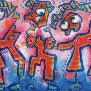 "Drei Figuren" başlıklı Tablo Baerbel Busch tarafından, Orijinal sanat, Akrilik