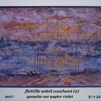 Peinture intitulée "flottille soleil co…" par Ioana, Œuvre d'art originale, Gouache