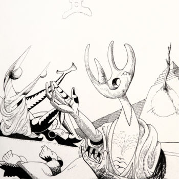 Tekening getiteld "el-adoracion-del-so…" door Sébastien Bocquet, Origineel Kunstwerk, Inkt