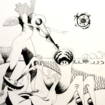 图画 标题为“el-adoracion-del-so…” 由Sébastien Bocquet, 原创艺术品, 墨