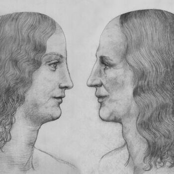 Zeichnungen mit dem Titel "11-salai-et-leonard…" von Michael Schwahn, Original-Kunstwerk, Kohle