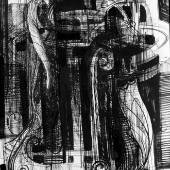 Drawing titled "Melodic architecton…" by Boyan Yanev, Original Artwork, Ink