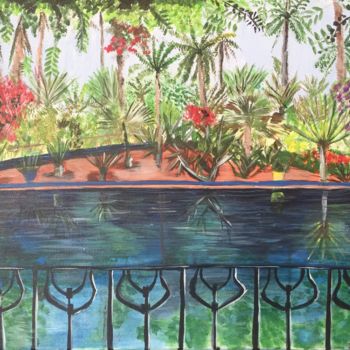 Malerei mit dem Titel "Jardin Majorelle" von Gudrun Sageder, Original-Kunstwerk, Acryl