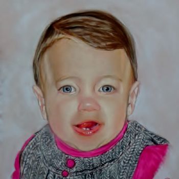 Dessin intitulée "Petite Camille" par Virginie Etignard, Œuvre d'art originale, Pastel