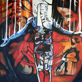 Painting titled "Burlesque" by Cesar Aguilar (Raçe), Original Artwork, Acrylic